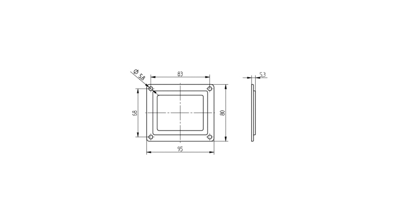 BJB Frame 55x70mm for steam proof applications