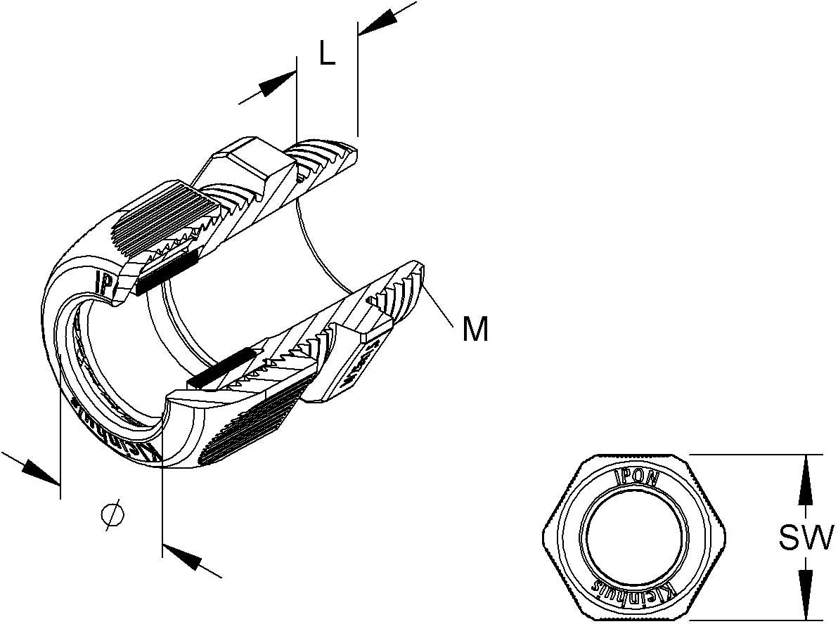 HKL Kabelverschraubung lgr,D=7-12mm,IP68 1234VM2001