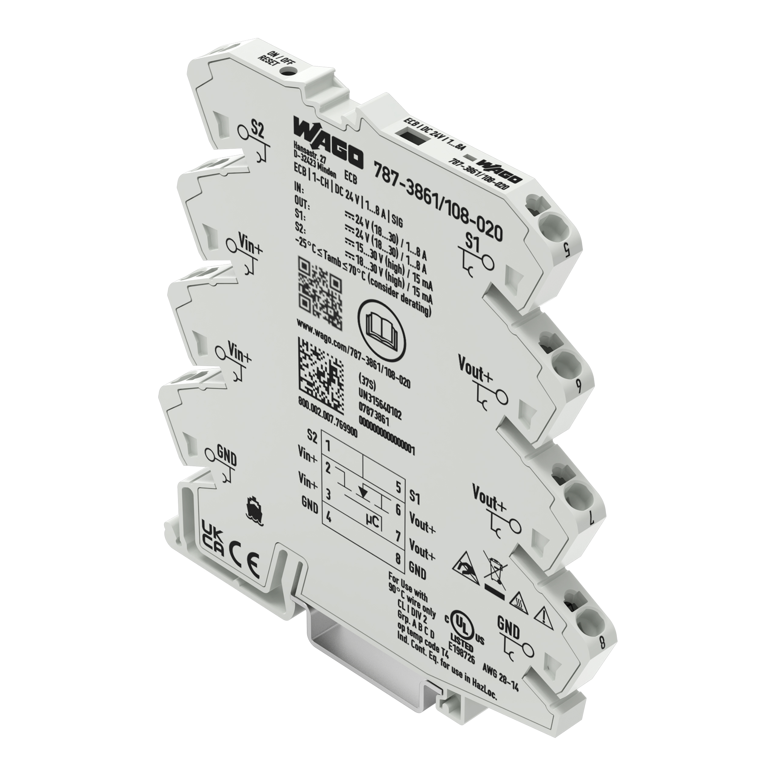 WAGO GmbH & Co. KG Elektron. Schutzschalter 1-kanalig, DC 24 V 787-3861/108-020