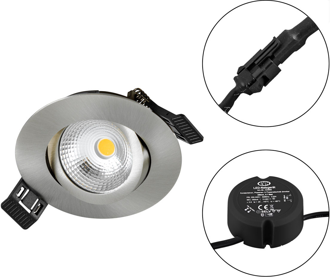 EVN Lichttechnik LED Einbauleuchte 230V 830, dim., eds-opt. S061302