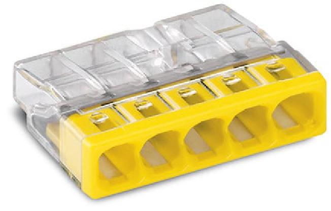 WAGO 5-COMPACT-Verbindungsdosenklemme max. 2,5 mm² transparent Deckel gelb - 2273-205 WAGO 5-COMPACT-Verbindungsdosenklemme max. 2,5 mm² transparent Deckel gelb - 2273-205