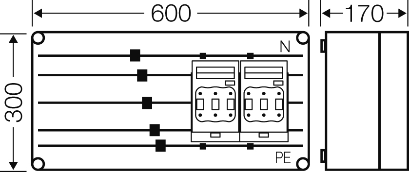 Hensel NH-Sicherungsgehäuse 2xNH00 3polig, 400A Mi 6427