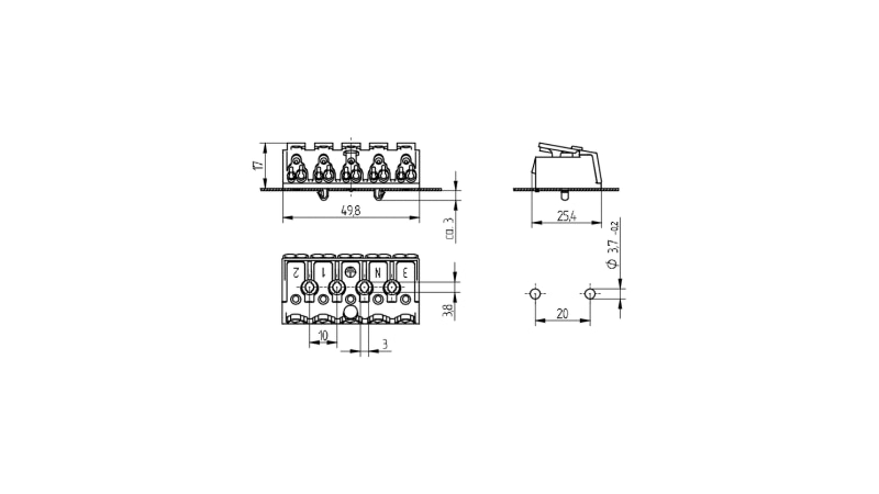 BJB 5-pole pushwire terminal blocks 46.415.1111.50