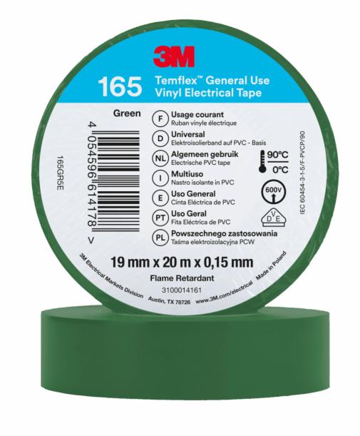 3M Deutschland PVC Elektro-Isolierband 165GR5E Temflex165 grÃ¼19X20