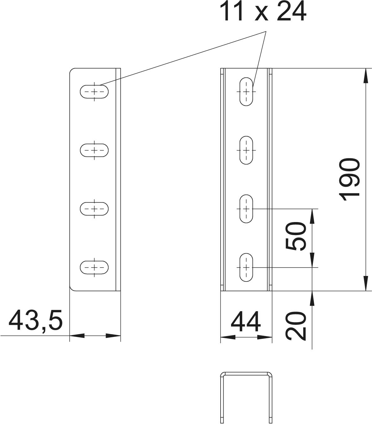 OBO Bettermann Vertr U-Stiel-Verbinder 200x44mm VUS 5 FT - 6018505