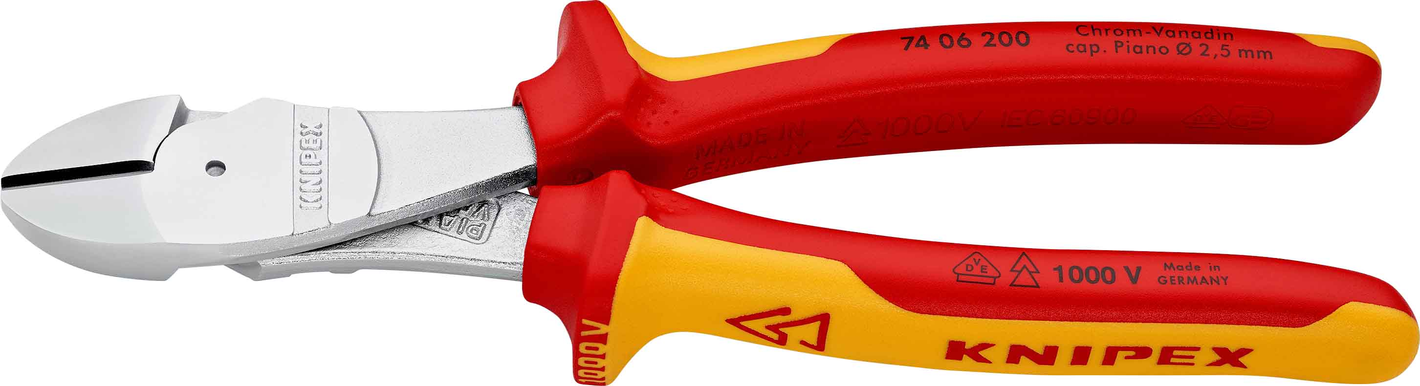 Knipex-Werk Kraft-Seitenschneider isoliert, 200mm 74 06 200
