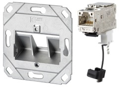 Metz Connect Anschlussdose 1-Port Set UP C6A 270° Jack TN-C6A-Kmod-1UP0-270