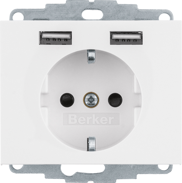 Berker Steckdose SCHUKO/USB K.x, polarweiß gl. 48037009