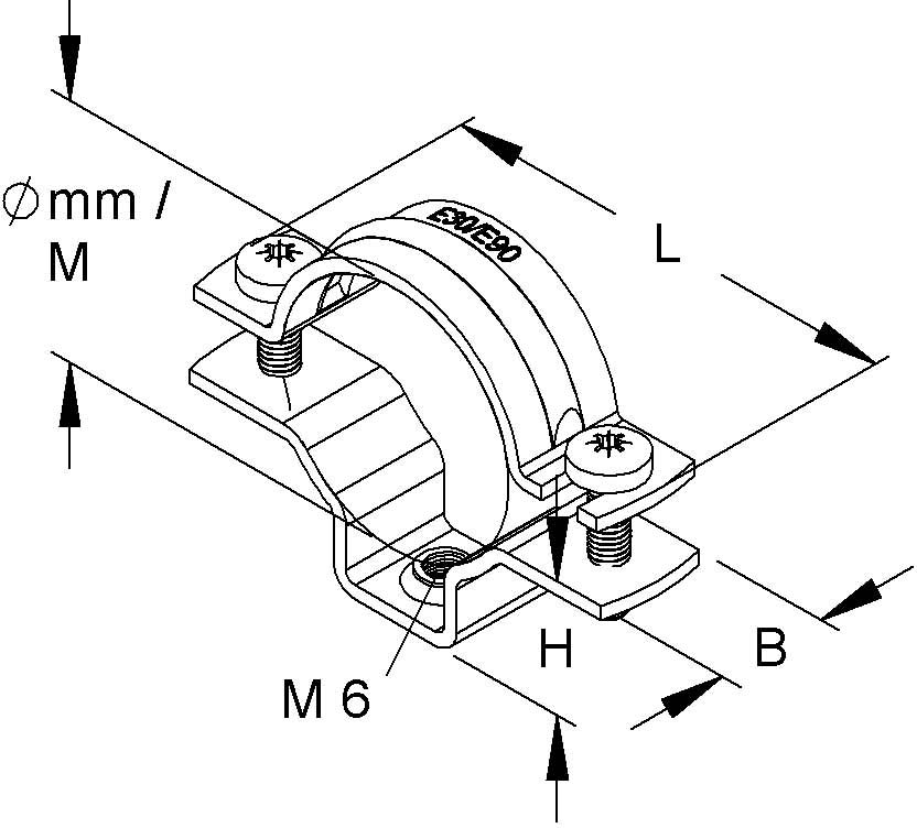 HKL Rohrabstandschelle PG42 D=47-55mm M50 628/47