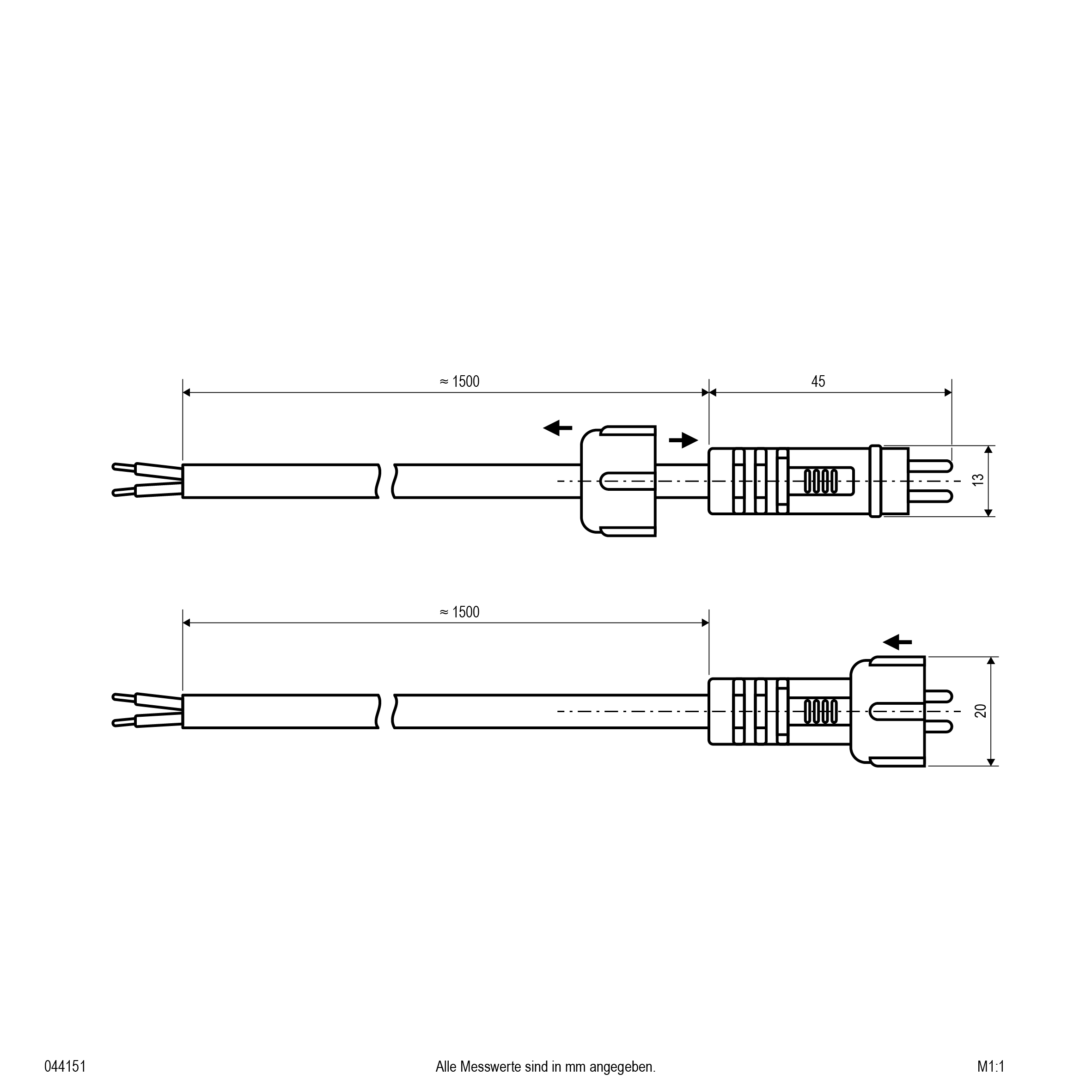 EVN Lichttechnik NV-Anschlussleitung 1,5m IP44 044 151