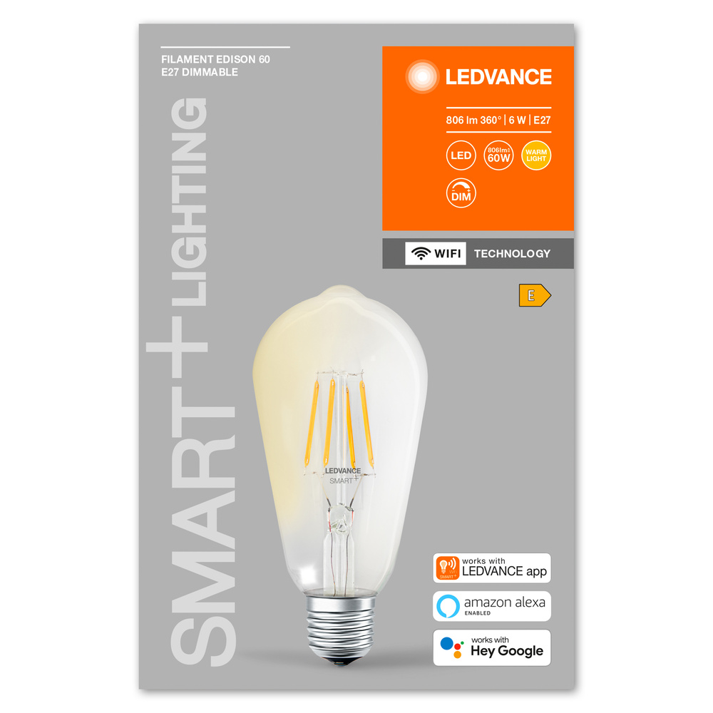 Ledvance LED-Leuchtmittel SMART+ WiFi Filament Edison Dimmable 60 5,5W E27 - 4058075528277