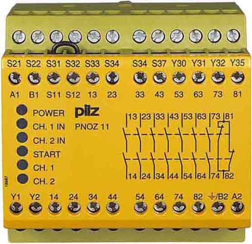 Pilz Not-Aus-Schaltgerät 24AC 24DC 7n/o 1n/c PNOZ 11 #774080