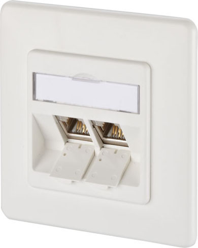 Metz Connect Anschlussdose, Cat.6A 2xRJ45,UP,rws TN E-DATmod-2UP-rws