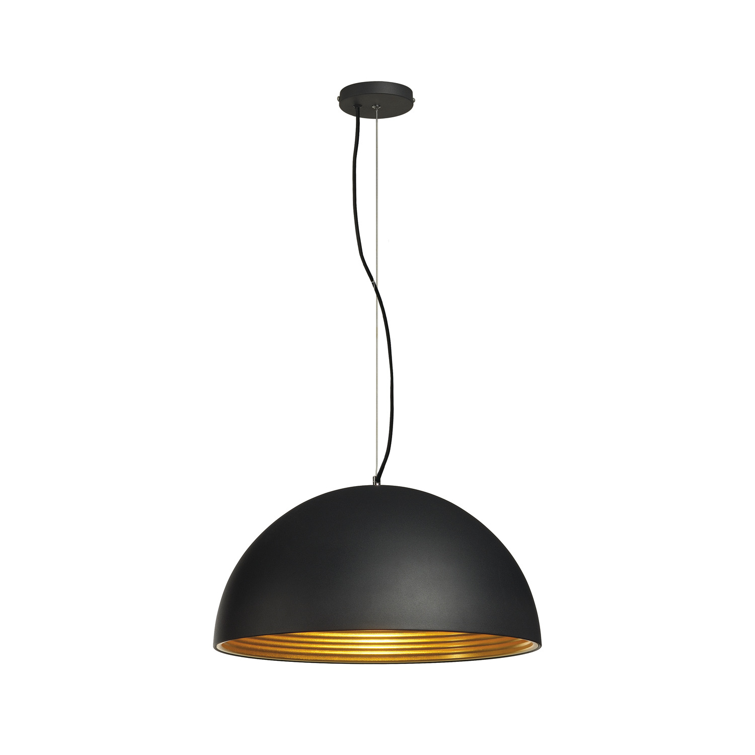 SLV FORCHINI M 50, Pendelleuchte, A60, rund, schwarz/gold, Ø 50cm, max. 40W - 155930