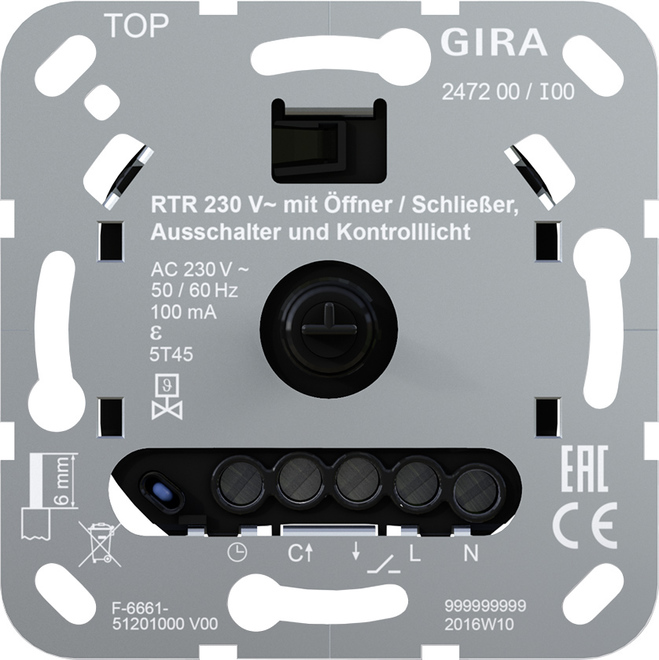 Gira Raumtemperaturregler 230V Öff./Schließ. 247200 Gira Raumtemperaturregler 230V Öff./Schließ. 247200