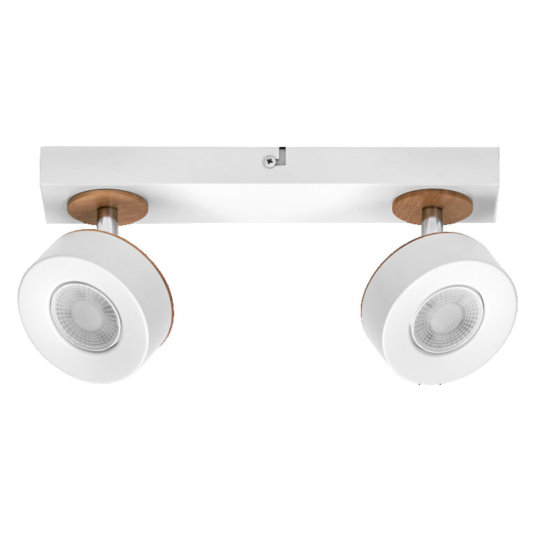 LEDVANCE LED-Deckenspot Pluto, Stahl, Holz, 2-fl., weiß günstig online kaufen