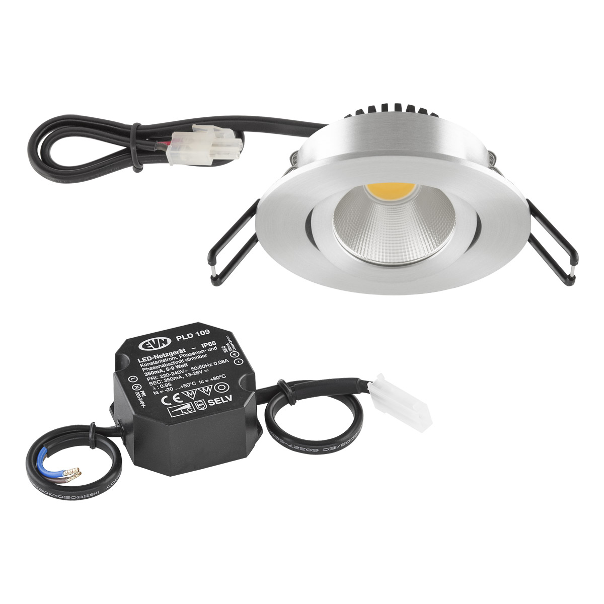 EVN Lichttechnik P-LED Deckeneinbauleuchte 4000K 230V rund alu PC20N61440 günstig online kaufen