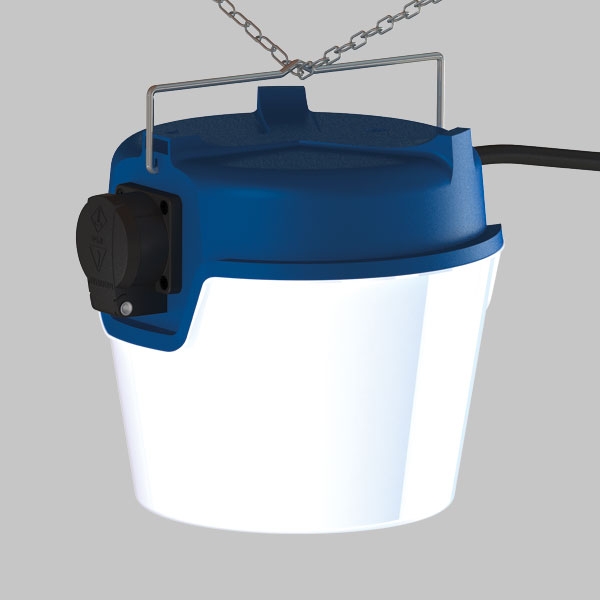 Sonlux Arbeitsleuchte BASE DOME, Kuppelleuchte, IP44, SKL I, 5m Zuleitung, 1 Steckdose (NF)