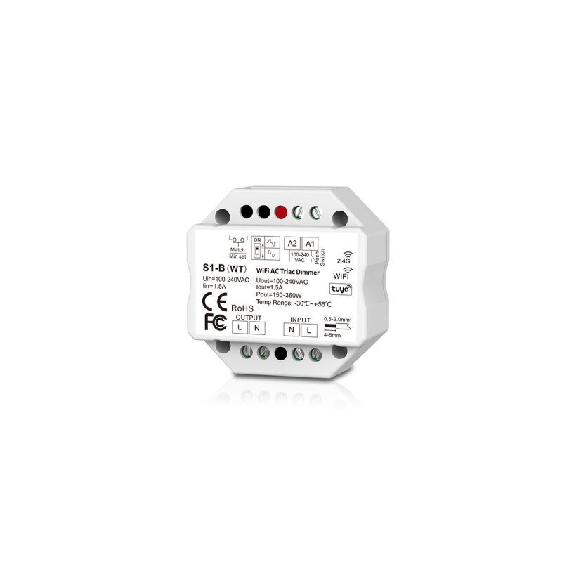 DOTLUX LED Funk-Empfaenger/DimmerTuya & Fusion Triac Empfaenger 1,5A 1Kanal 100 - 240V AC - 5277