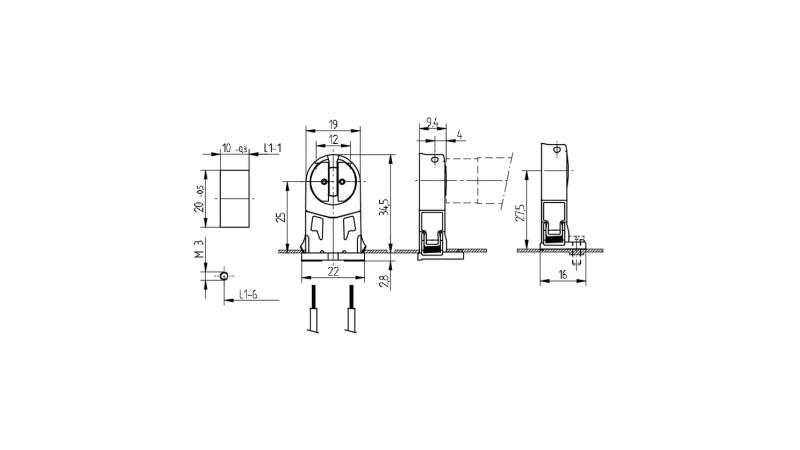 BJB G5 Push through lampholders