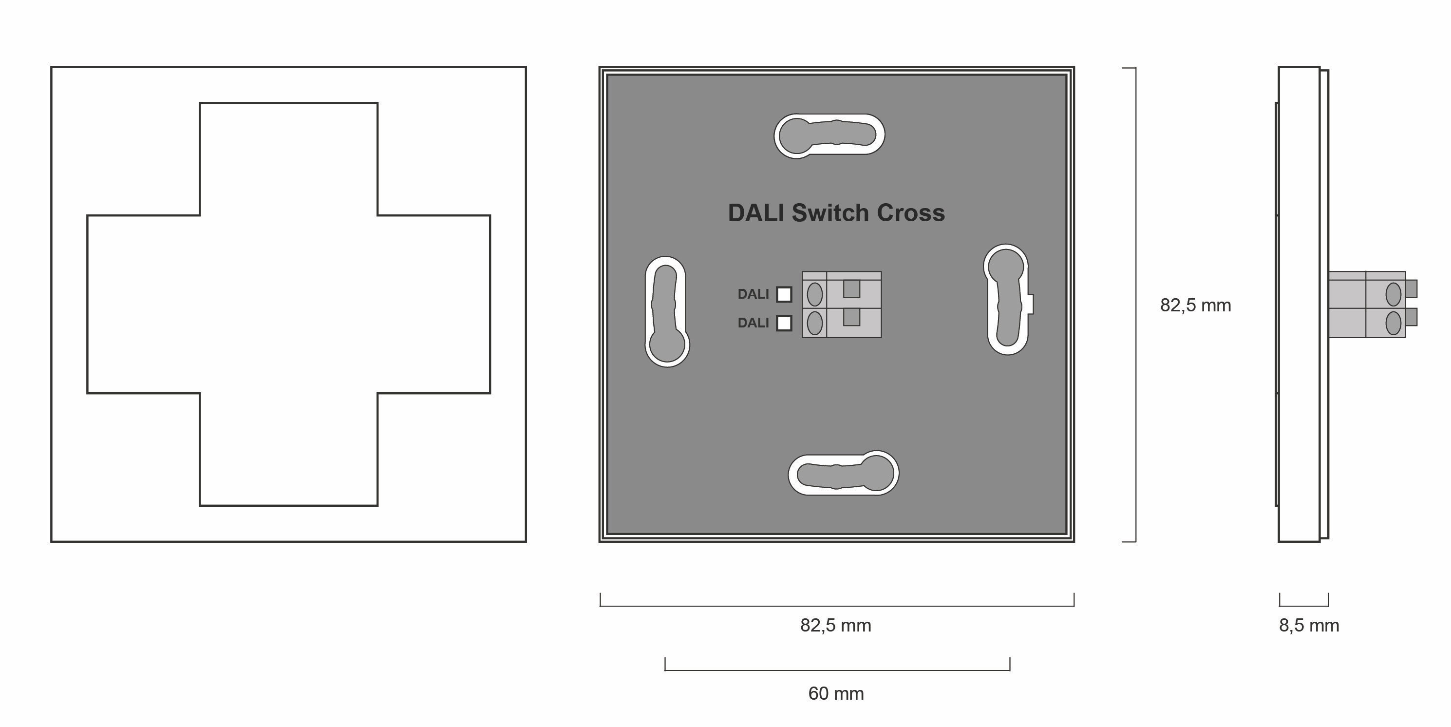 Lunatone pushbutton module DALI-2 Switch Cross NFC RAL9016 traffic white – 86459793-W16-NFC