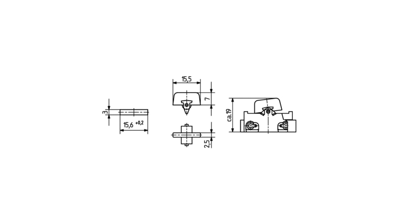 BJB Black ribbed rocker 15,5 mm wide for switches 43.409 - 43.409.-010.80