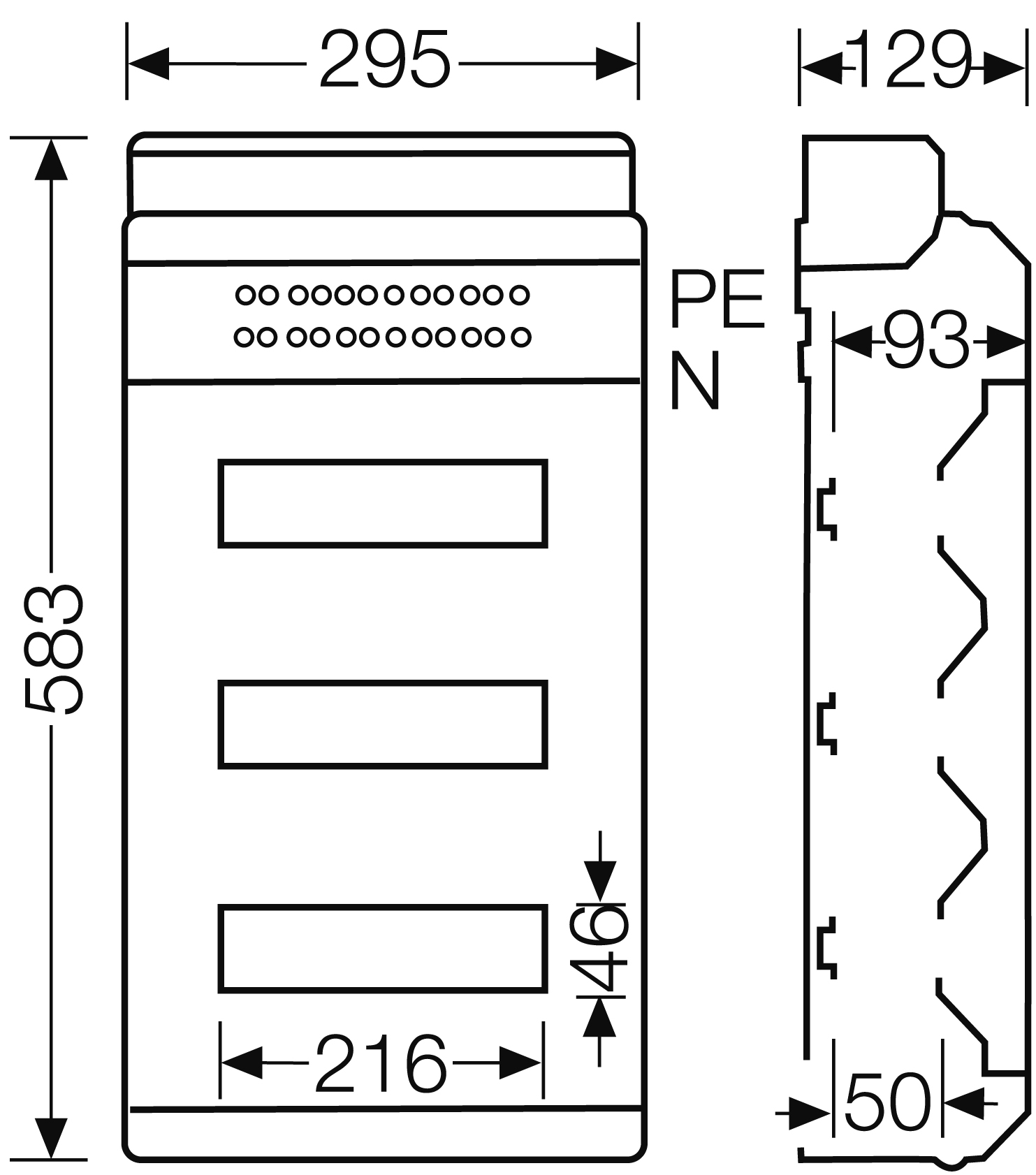 Hensel KV 90-Automatengehäuse 36 TE, IP 65 9336 NT - 61001145 Hensel KV 90-Automatengehäuse 36 TE, IP 65 9336 NT - 61001145