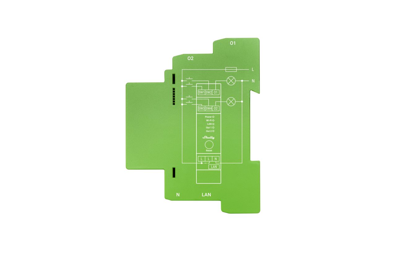 Shelly Hutschiene Pro Dimmer 2PM LEDs & Glühbirnen 2 Kanäle Messfunktion WLAN LAN BT
