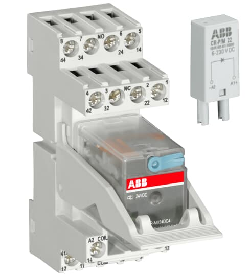 ABB Stotz S&J Interface-Relais komplett mit Sockel CR-M230AC4GSS92CV