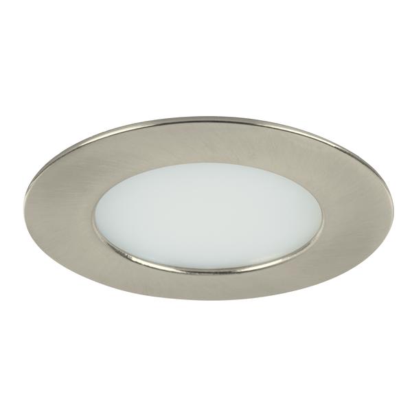 Brumberg recessed LED downlight, IP44, nickel matt, round - 12127153