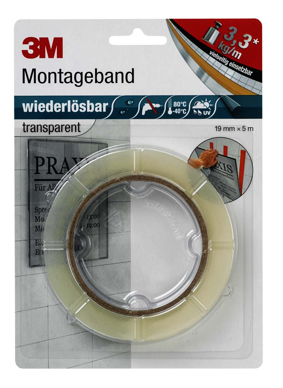 3M Deutschland Doppelseitiges Klebeband 19mmx5m,transpar. 8899195