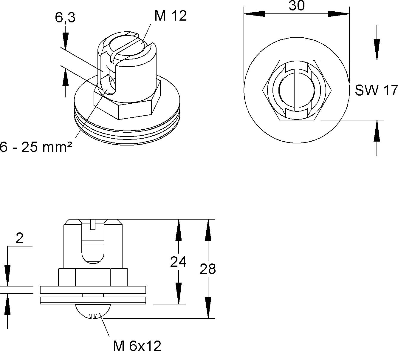 Niedax Erdungsklemme MTEKM 6X25 MS Niedax Erdungsklemme MTEKM 6X25 MS