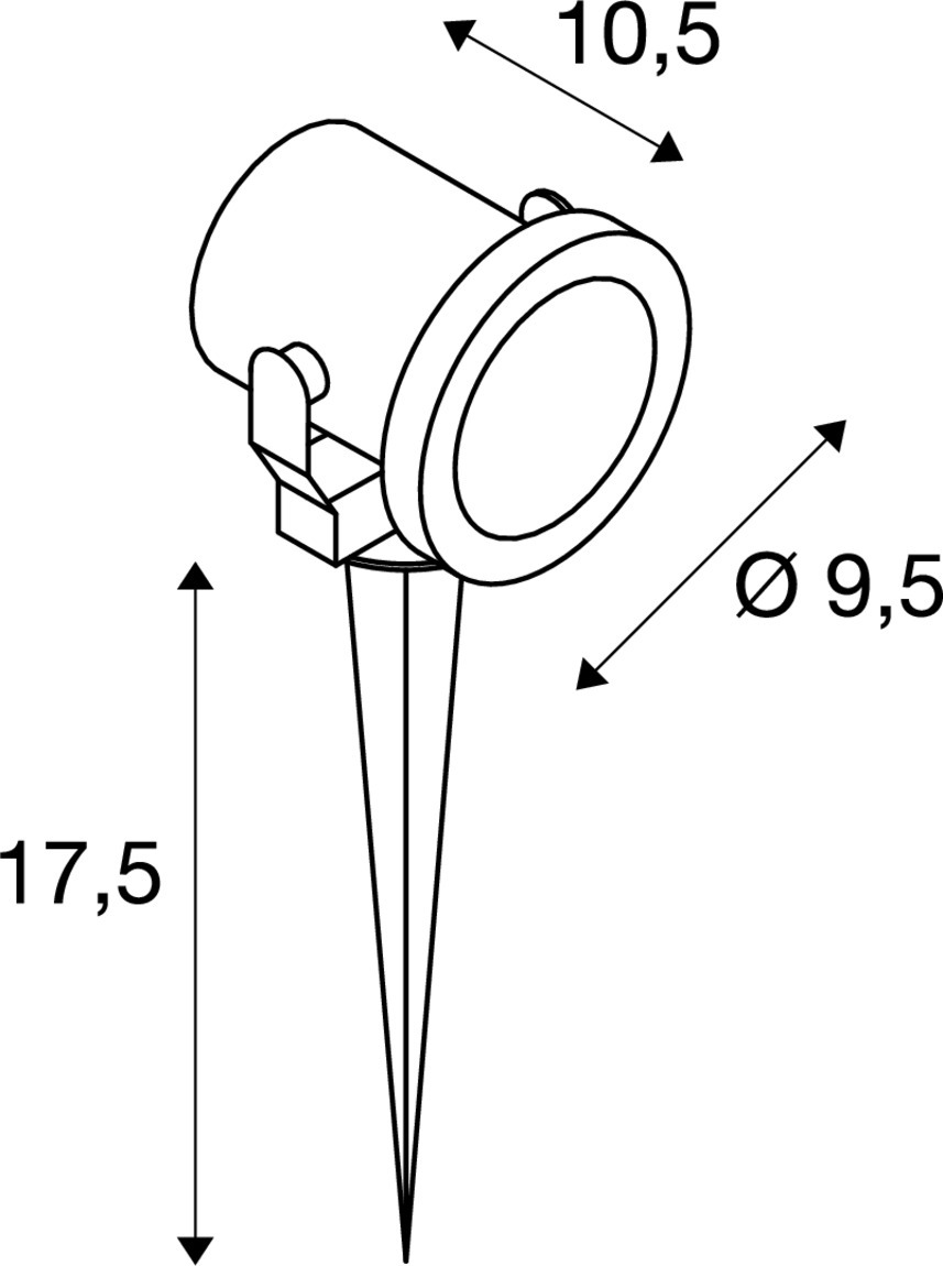 SLV NAUTILUS 10, Outdoor Spiessleuchte, QPAR51, IP55, edelstahl, max. 25W, inkl. 1,5m Kabel und Stecker - 229740