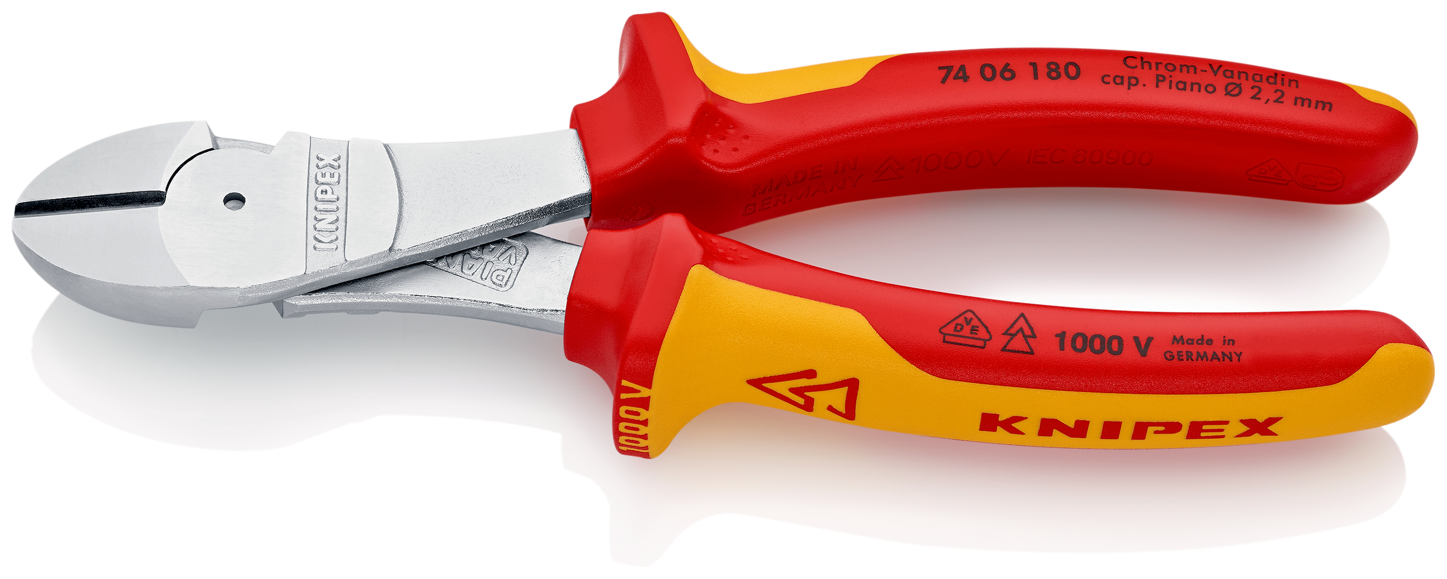 Knipex-Werk Kraft-Seitenschneider isoliert, 180mm 74 06 180