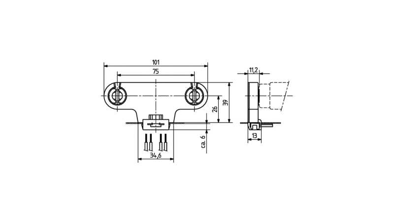 BJB G13 twin lamp lampholder 26.301.1001.50