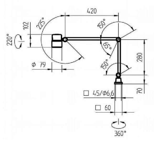 Waldmann LED arm-mounted luminaire Rocia RFD 600/850/D 9W 5000K 600Lm 40°