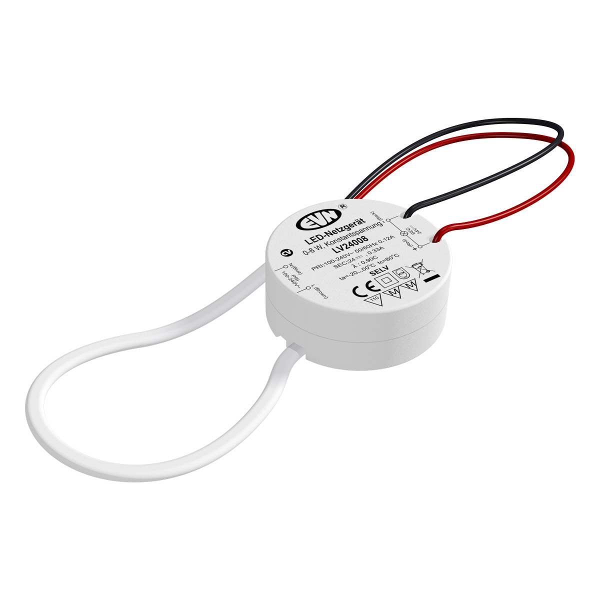 EVN Lichttechnik LED-Netzgerät 24VDC 0,1-8W rund LV 24008 - LV24008