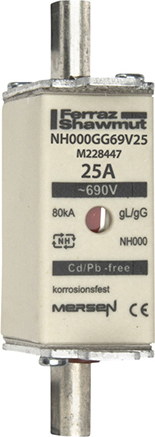 Mersen NH-Sicherungseinsatz SF Gr.000 gG 25A/690VKM NH000GG69V25 - M228447