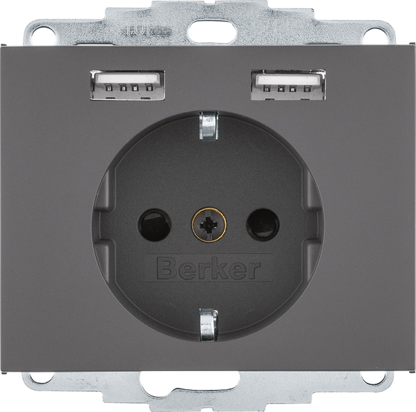 Berker Steckdose SCHUKO/USB K.x, anthrazit mt. 48037006 günstig online kaufen