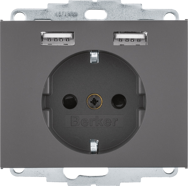 Berker Steckdose SCHUKO/USB K.x, anthrazit mt. 48037006