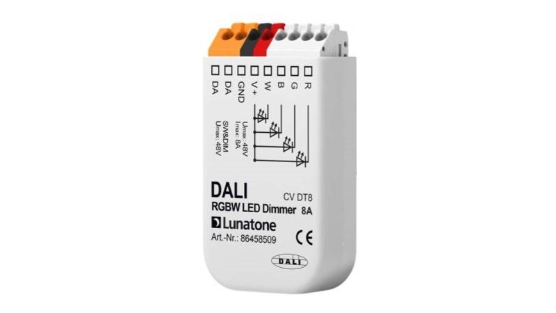 Lunatone Light Management DALI RGBW LED Dimmer CV 8A flush mounting 59x33x15mm