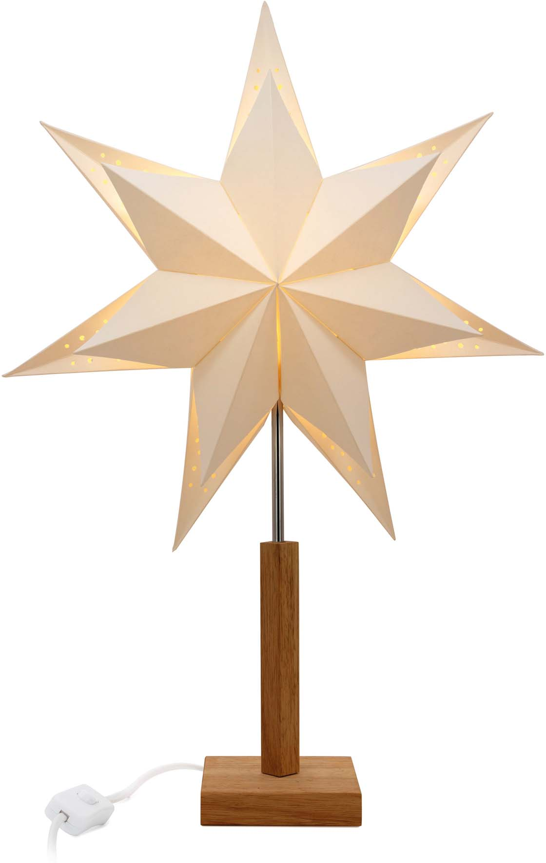 Hellum LED-Papierstern m. Holzfuß doppellagig 578737