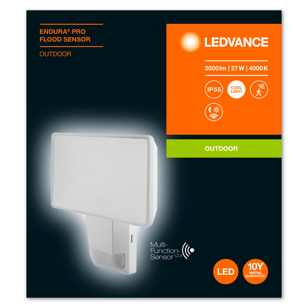 Ledvance Dekorative LED-Außenleuchte ENDURA PRO FLOOD SENSOR 27W 840 IP55 WT