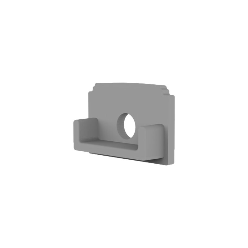 PVC-Endkappe fuer Profil/Abdeckung DXF2/A grau, mit Kabeldurchfuehrung