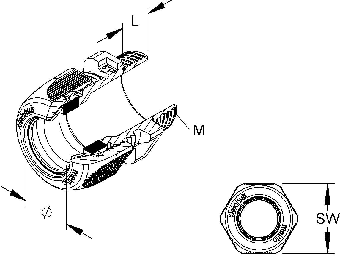 HKL Kabelverschraubung gr,D=8-13mm 350M20