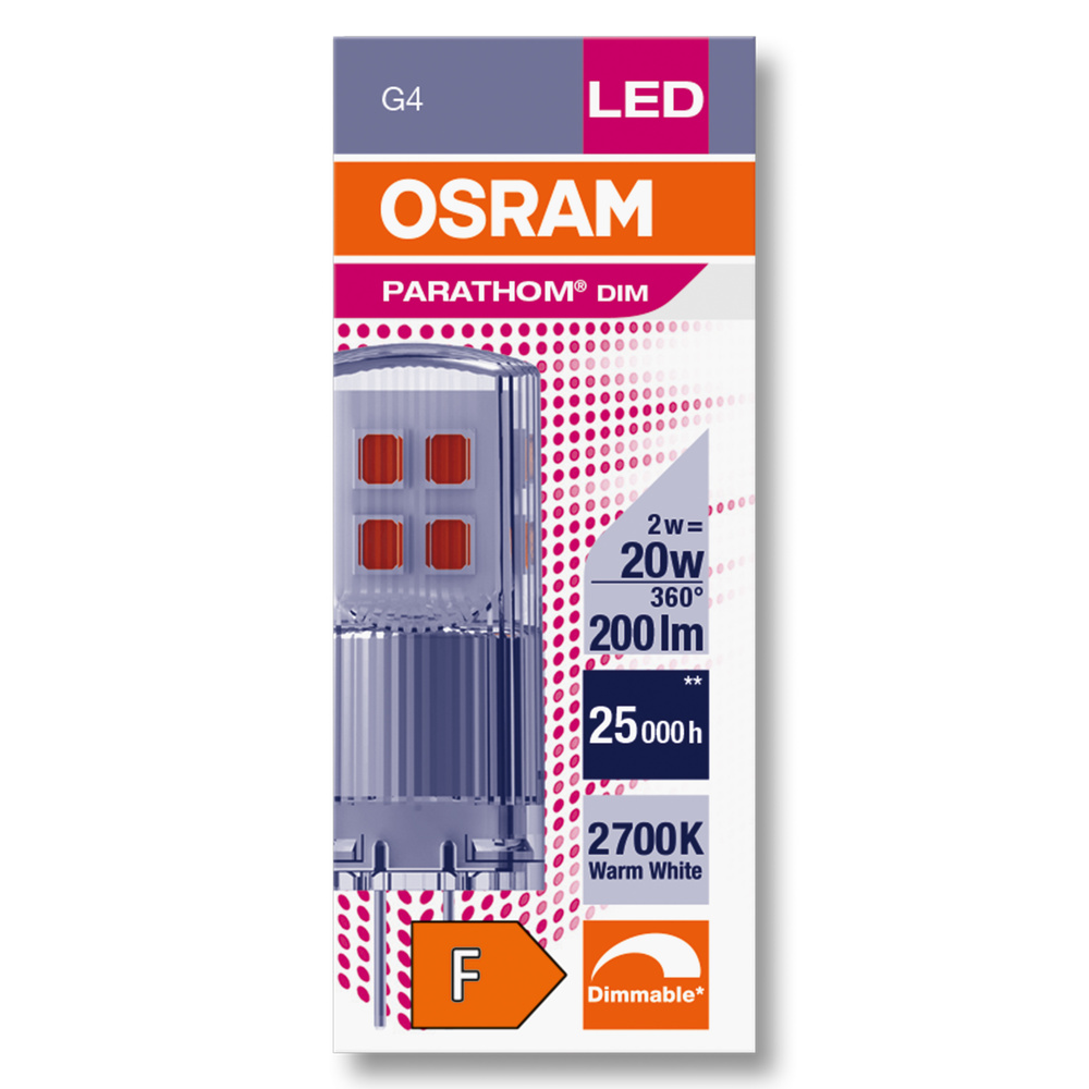 LEDVANCE LED Lampe Pin-Stecker G4 GU4 2W 200lm warmweiss 2700K dimmbar wie  20W