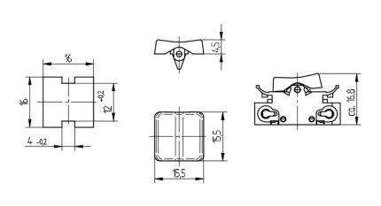 BJB White square rocker for switches 43.409 - 43.409.-008.50