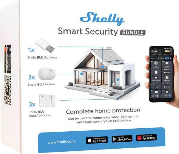 Shelly Plug & Play Starter Kit Sicherheit Alarme erstellen Fenster, Türen & Gänge überwachen