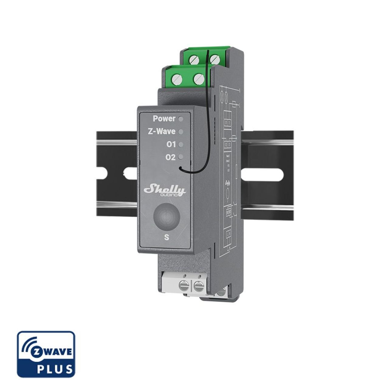 Shelly Hutschiene Wave Pro 2 Relais max. 25A 2 Phasen 2x 16A Z-Wave