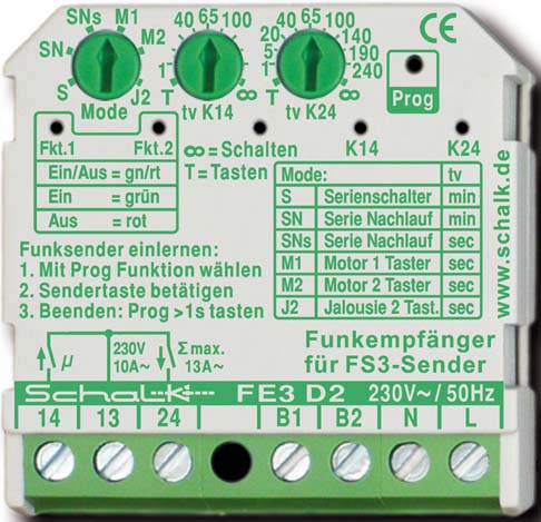 Schalk Funk-Empfängerschalter FE3 D2 - FE3D29 Schalk Funk-Empfängerschalter FE3 D2 - FE3D29